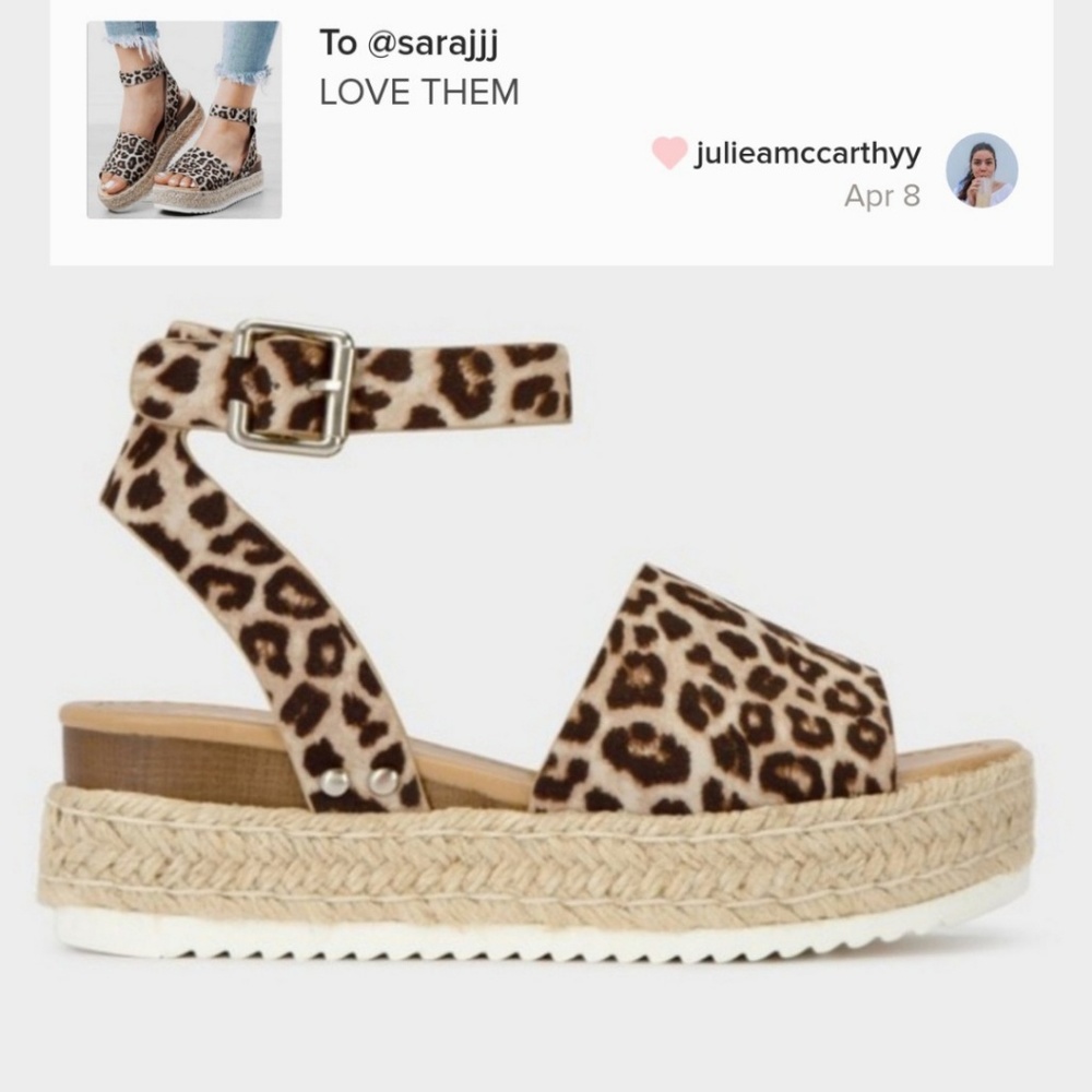 Last Size 8.5 🔥🖤 Leopard Open Toe Espadrille - Picture 2 of 8